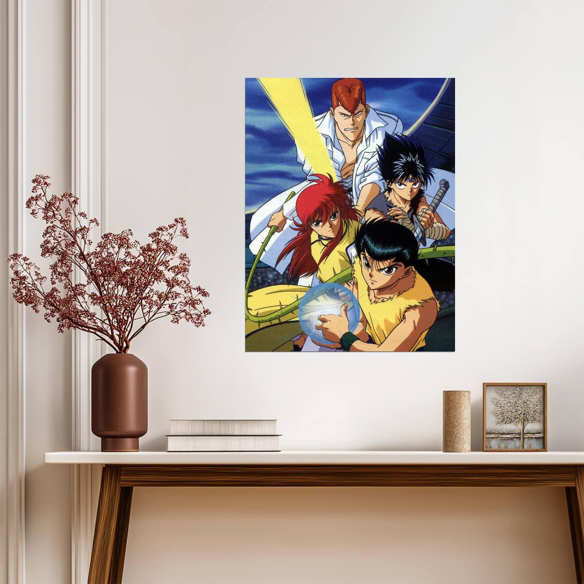 Yu Yu Hakusho Poster | Yusuke, Kurama, Hiei and Kuwabara Beneath a Blue Sky - Anime Poster