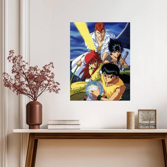 Yu Yu Hakusho Poster | Yusuke, Kurama, Hiei and Kuwabara Beneath a Blue Sky - Anime Poster