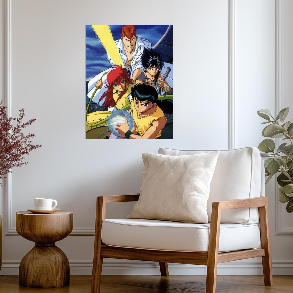 Yu Yu Hakusho Poster | Yusuke, Kurama, Hiei and Kuwabara Beneath a Blue Sky - Anime Poster