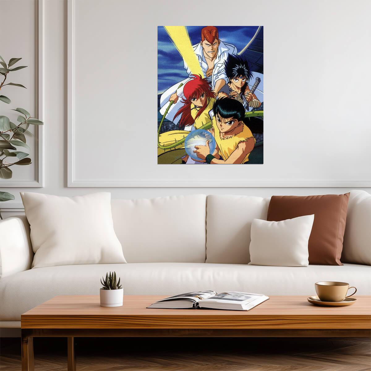 Yu Yu Hakusho Poster | Yusuke, Kurama, Hiei and Kuwabara Beneath a Blue Sky - Anime Poster