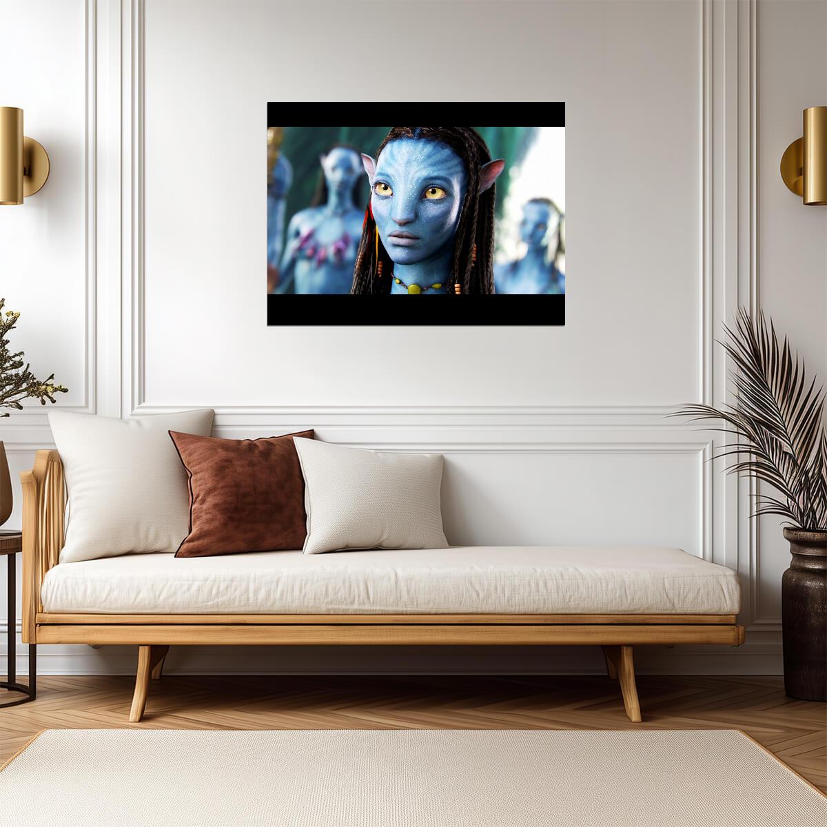 Avatar 2009 Movie Poster | Neytiri before the Na'vi Clan - Movies & TV Poster
