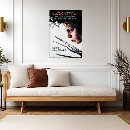 Edward Scissorhands Movie Poster | Johnny Depp in Profile Above Scissor Blades - Movies & TV Poster