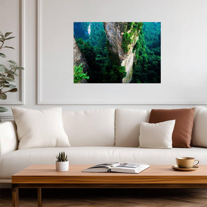 Zhangjiajie China Poster | Forested Sandstone Cliffs Photo Print - Photography Poster