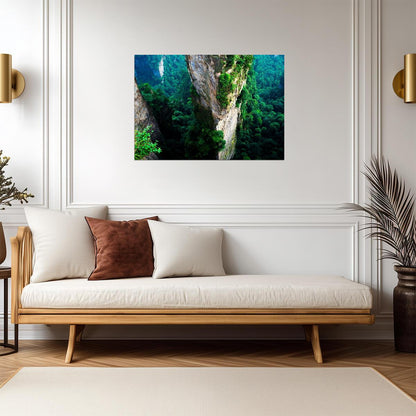 Zhangjiajie China Poster | Forested Sandstone Cliffs Photo Print - Photography Poster