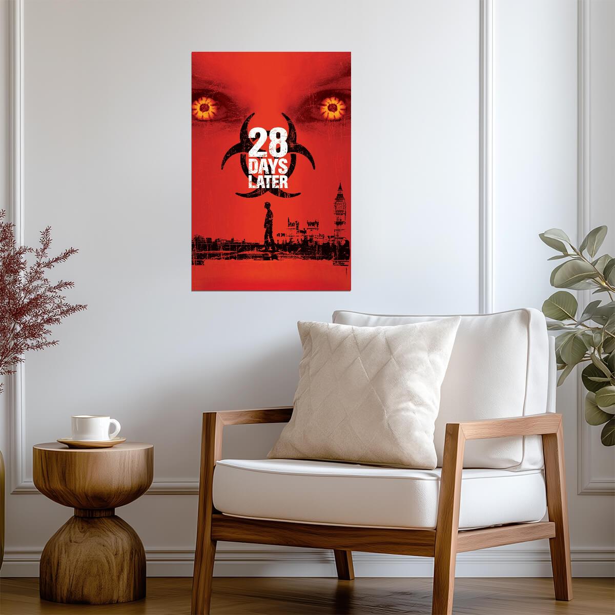 28 Days Later Poster | Red Biohazard and London Skyline - Movies & TV Poster