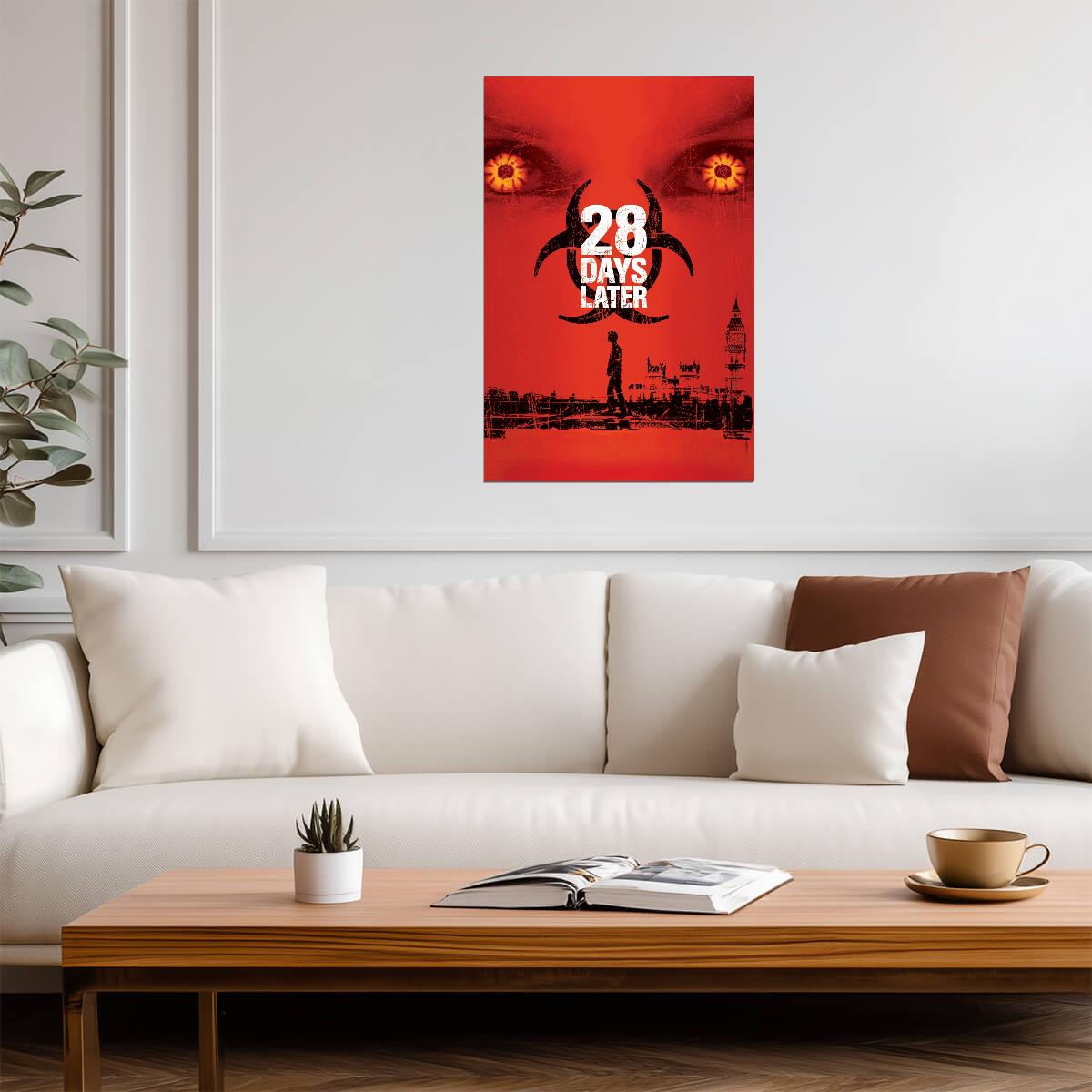 28 Days Later Poster | Red Biohazard and London Skyline - Movies & TV Poster