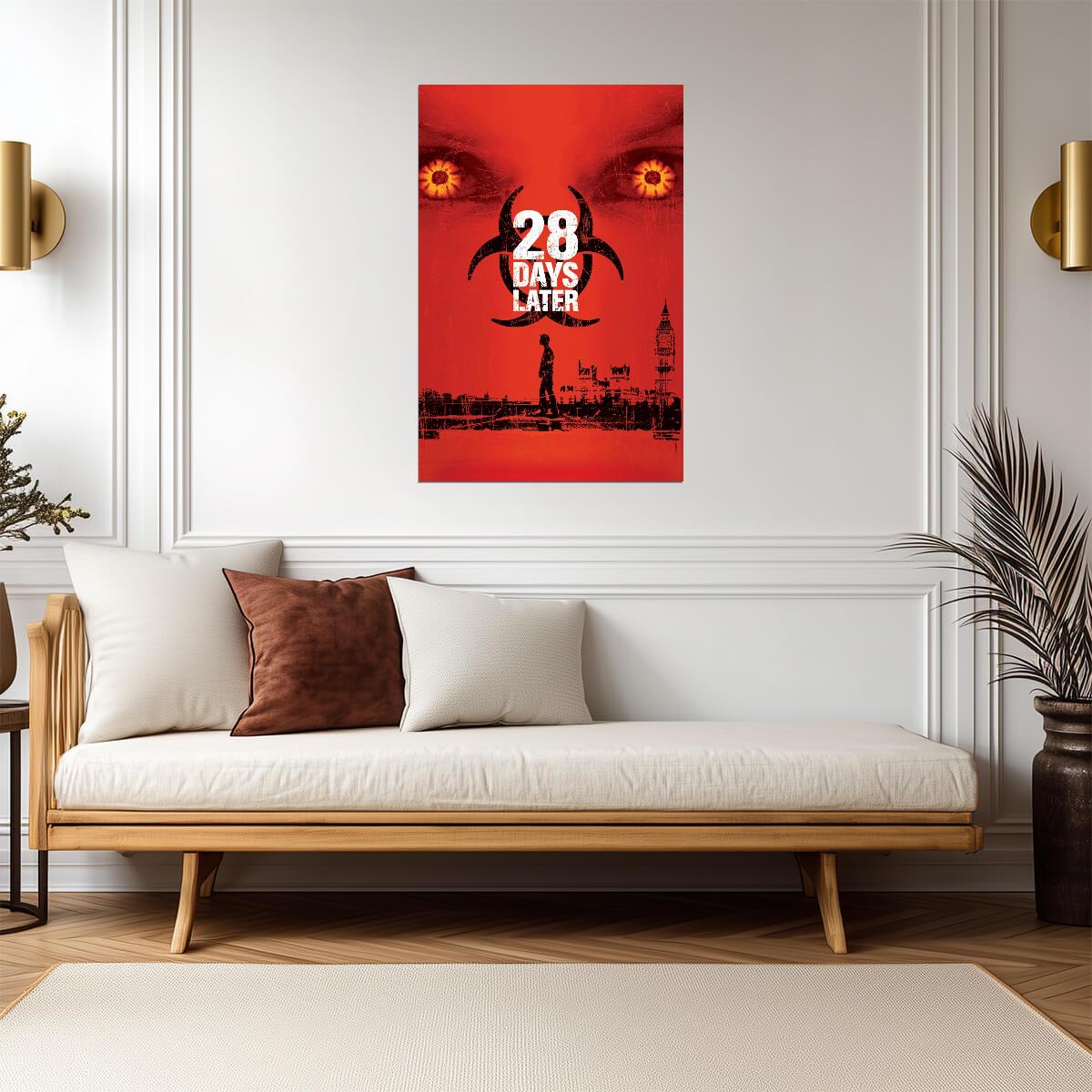 28 Days Later Poster | Red Biohazard and London Skyline - Movies & TV Poster