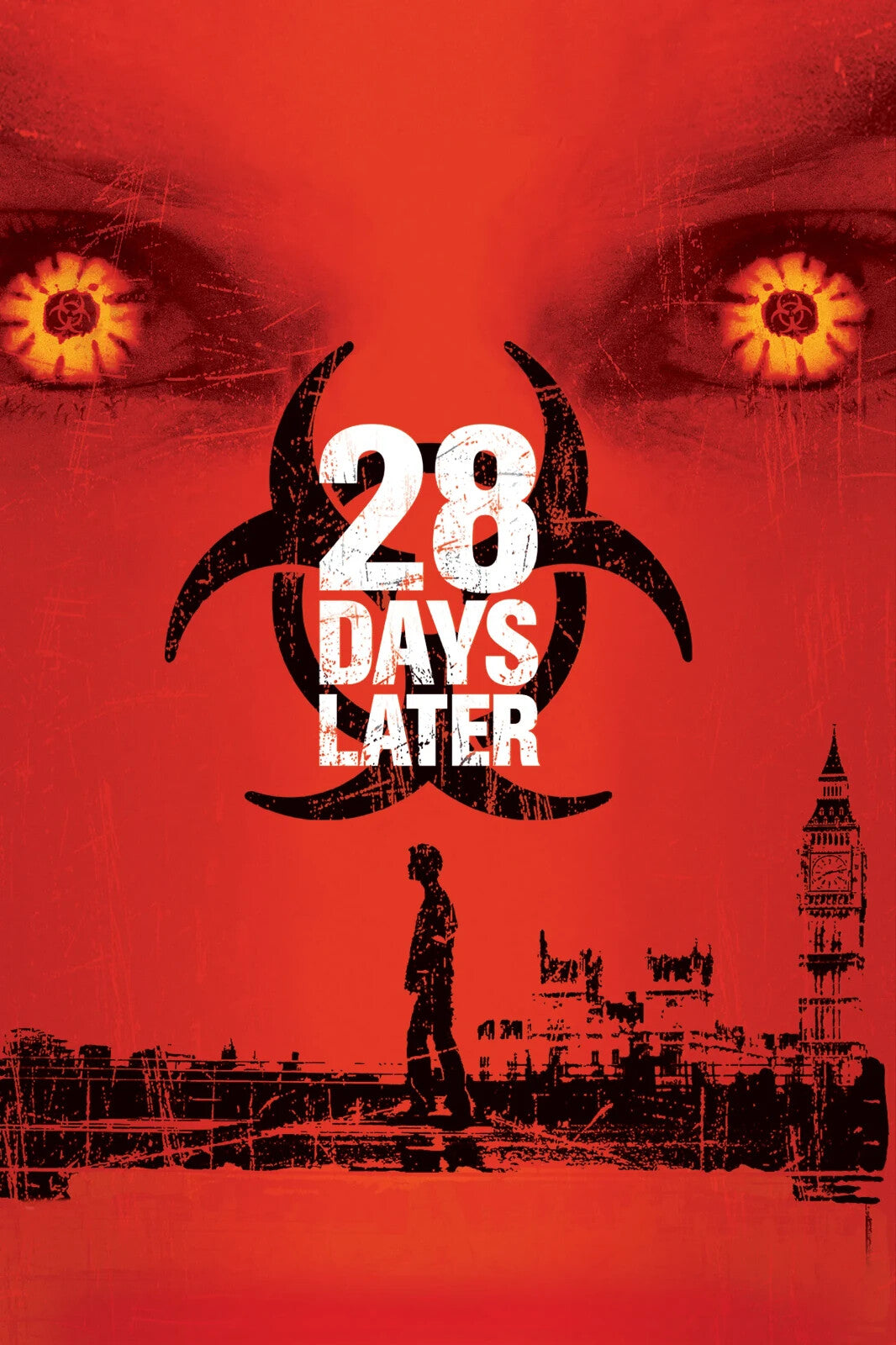 28 Days Later Poster | Red Biohazard and London Skyline - Movies & TV Poster