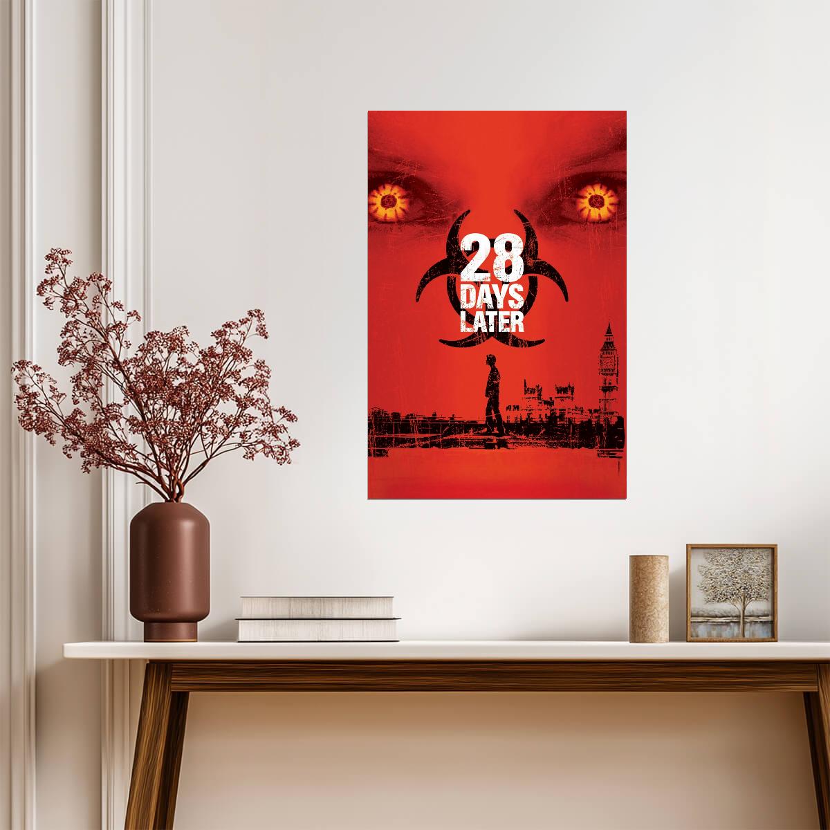 28 Days Later Poster | Red Biohazard and London Skyline - Movies & TV Poster