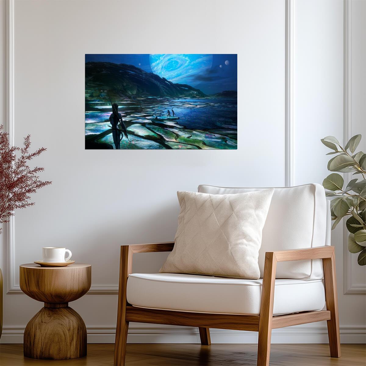 Avatar The Way of Water Movie Poster | Night Seascape under a Blue Planet - Movies & TV Poster