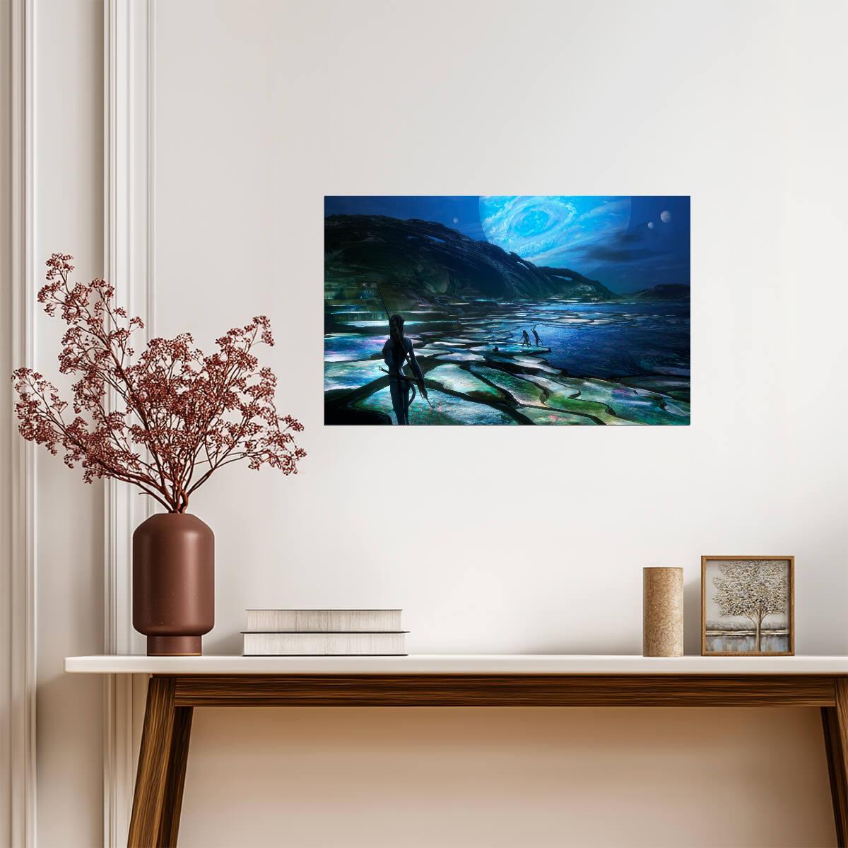 Avatar The Way of Water Movie Poster | Night Seascape under a Blue Planet - Movies & TV Poster