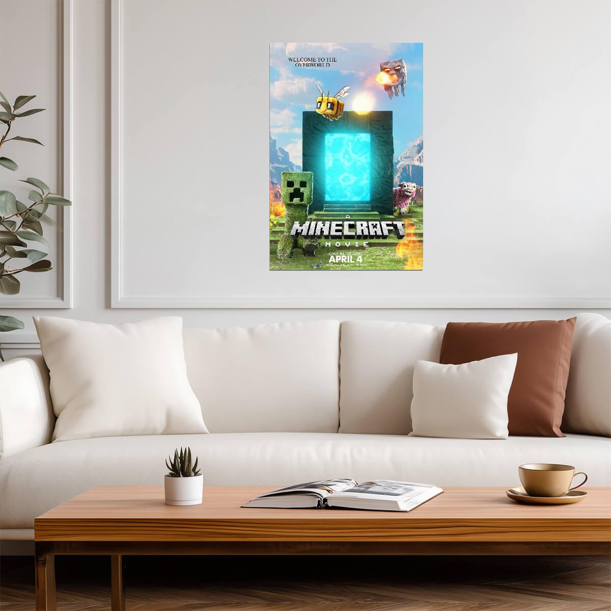 A Minecraft Movie Poster | Creeper and Bee at the Portal - Movies & TV Poster