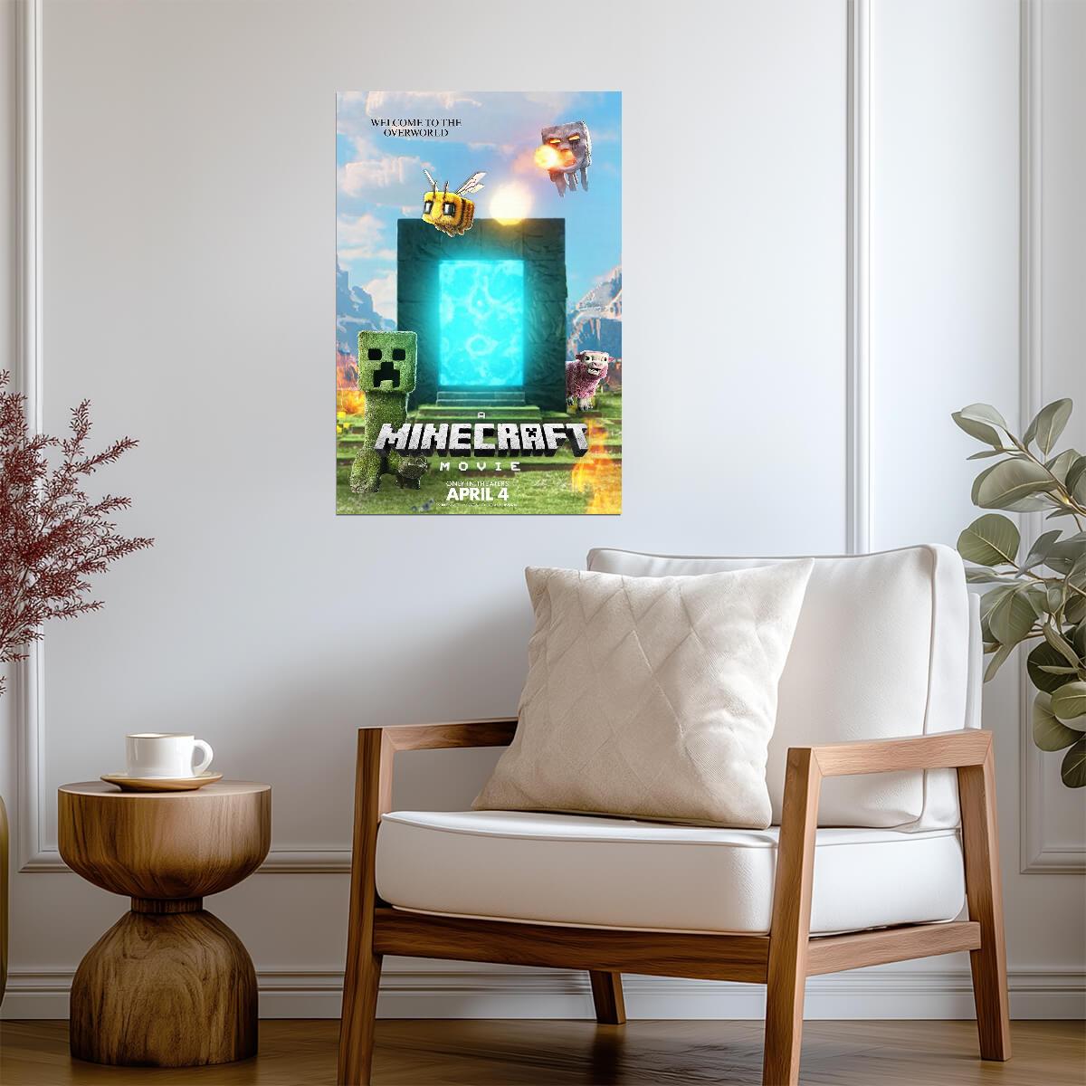 A Minecraft Movie Poster | Creeper and Bee at the Portal - Movies & TV Poster