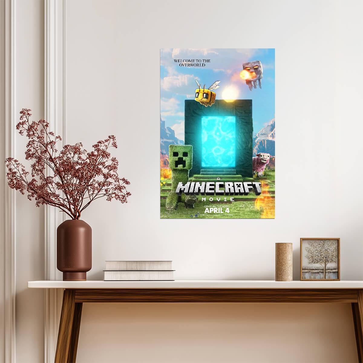 A Minecraft Movie Poster | Creeper and Bee at the Portal - Movies & TV Poster