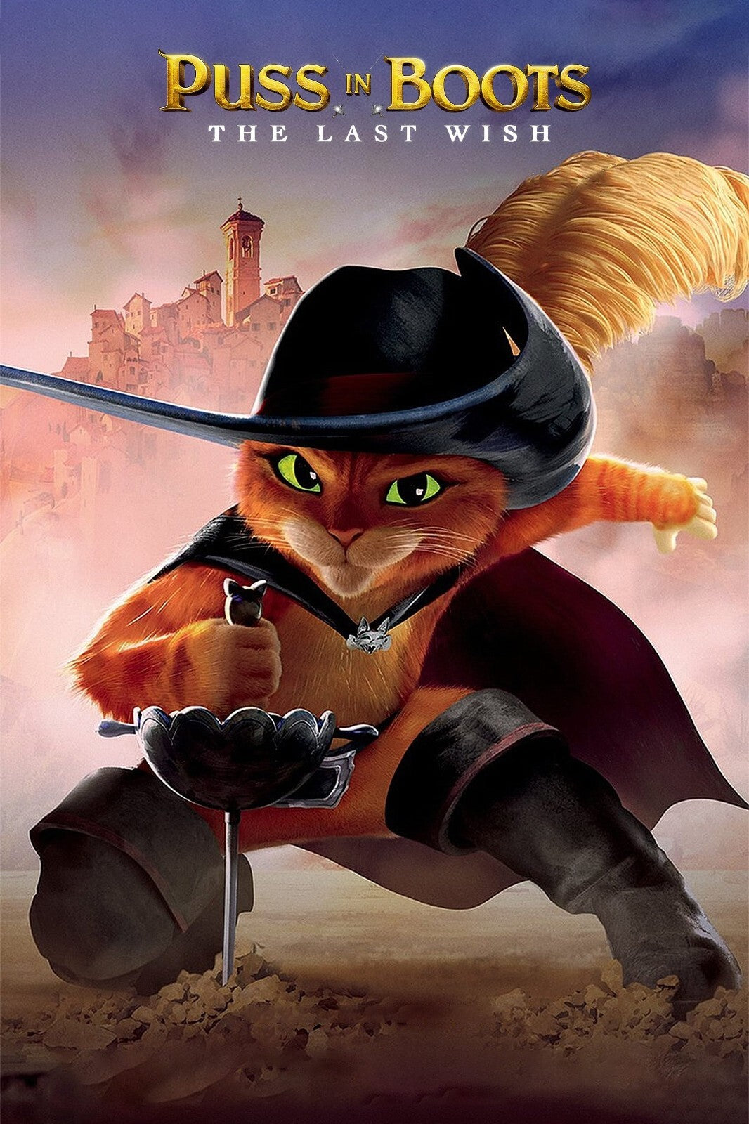 Puss in Boots The Last Wish Movie Poster | Puss with His Rapier in the Village - Movies & TV Poster