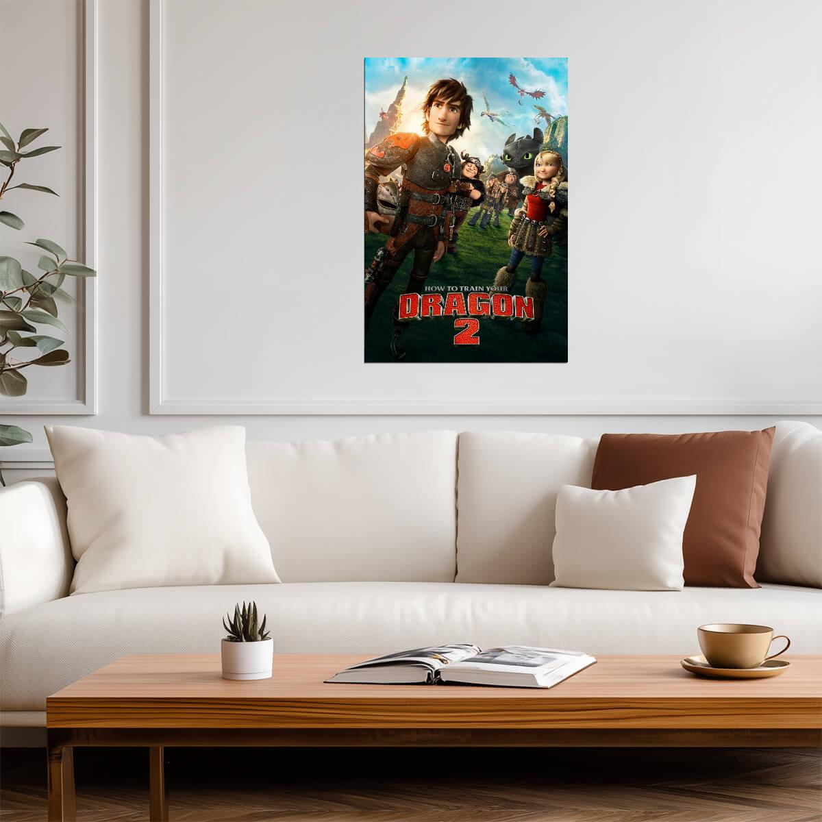 How to Train Your Dragon 2 Movie Poster | Hiccup, Astrid and the Dragon Riders - Movies & TV Poster