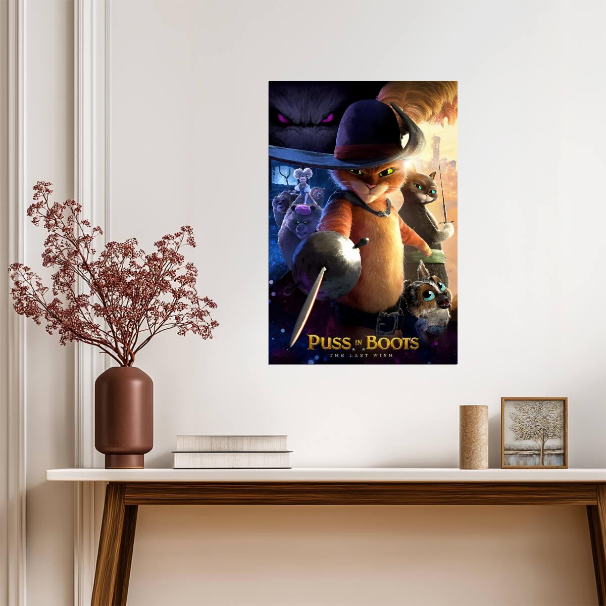 Puss in Boots The Last Wish Movie Poster | Illustrated Adventure Collage - Movies & TV Poster