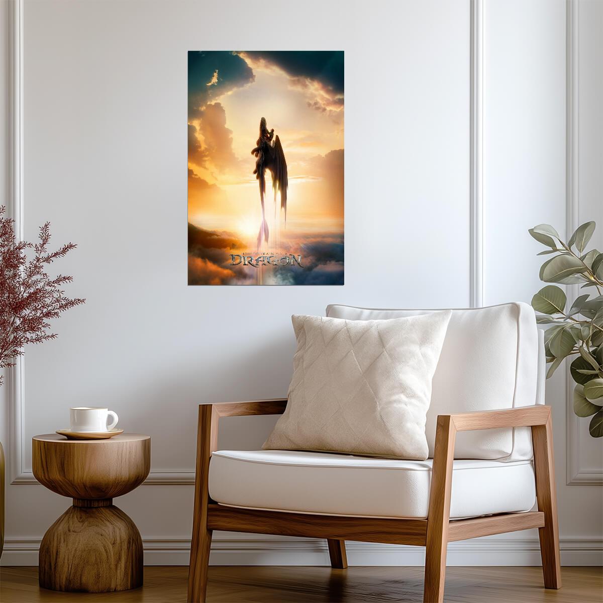 How to Train Your Dragon 2025 Movie Poster | Toothless Soaring into Sunlight - Movies & TV Poster