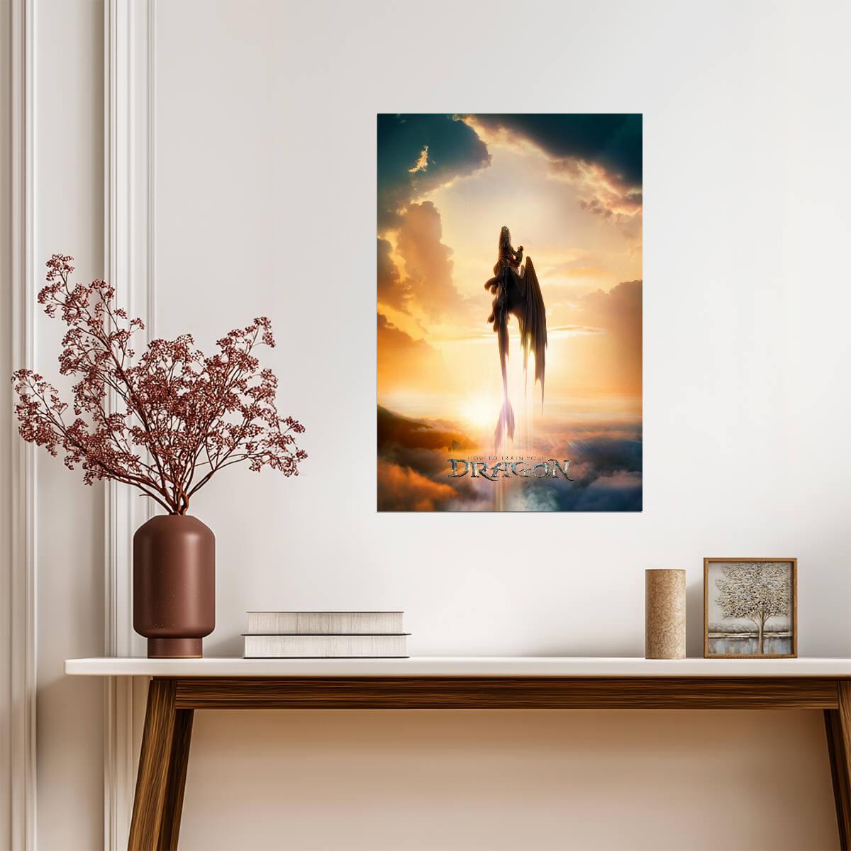 How to Train Your Dragon 2025 Movie Poster | Toothless Soaring into Sunlight - Movies & TV Poster