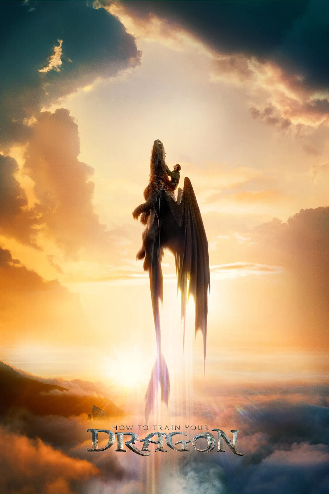 How to Train Your Dragon 2025 Movie Poster | Toothless Soaring into Sunlight - Movies & TV Poster