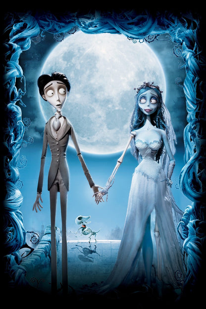 Corpse Bride Animated Movie Poster | Victor and Emily Beneath the Full Moon - Movies & TV Poster