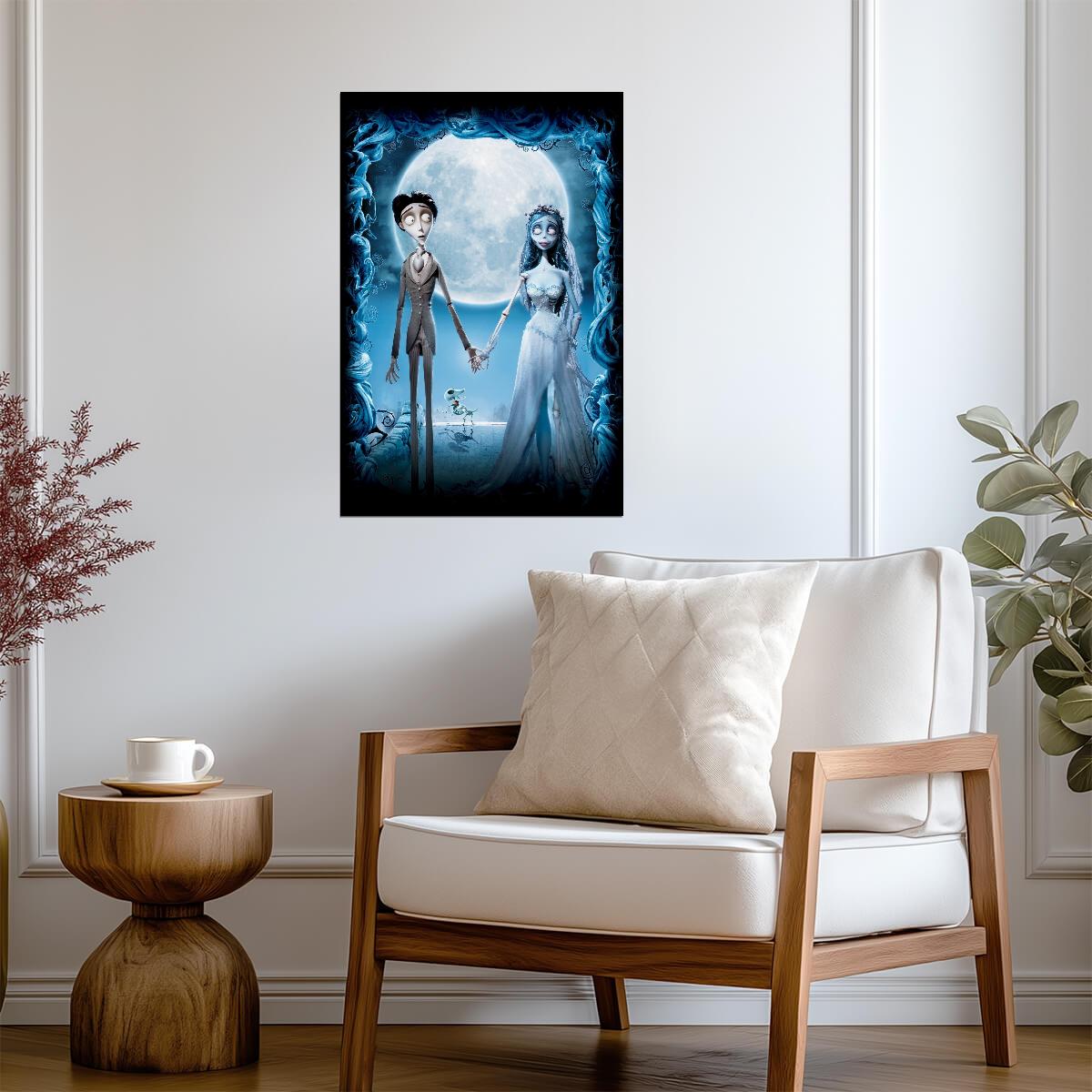 Corpse Bride Animated Movie Poster | Victor and Emily Beneath the Full Moon - Movies & TV Poster