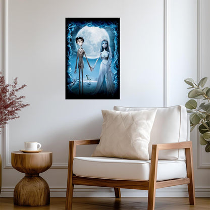 Corpse Bride Animated Movie Poster | Victor and Emily Beneath the Full Moon - Movies & TV Poster