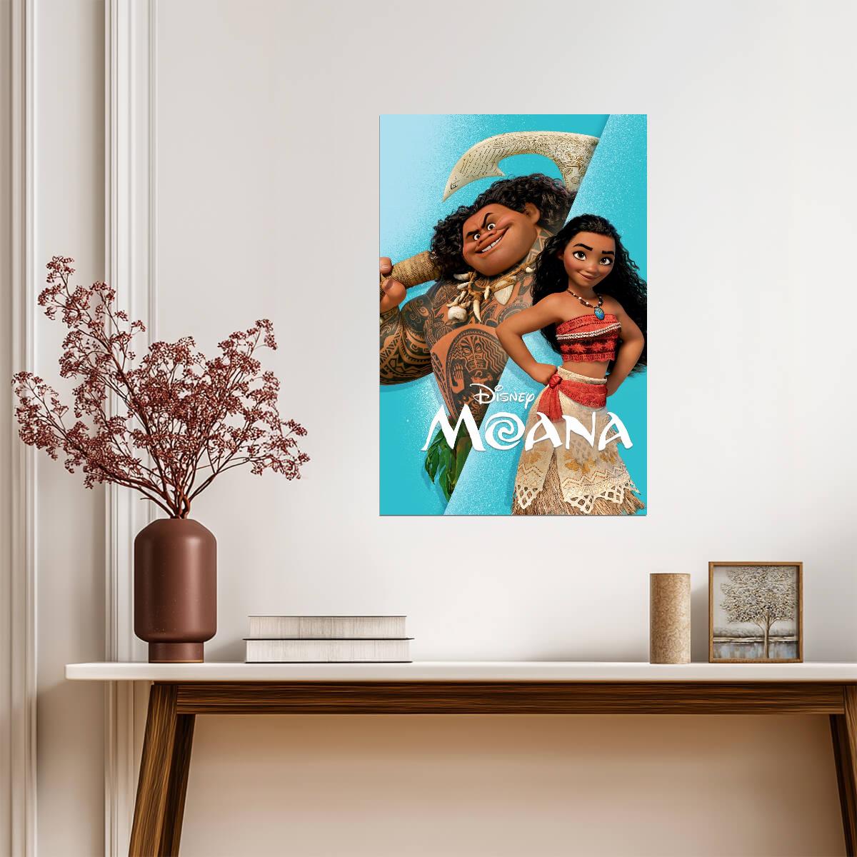 Moana 2016 Movie Poster | Moana and Maui on Turquoise - Movies & TV Poster
