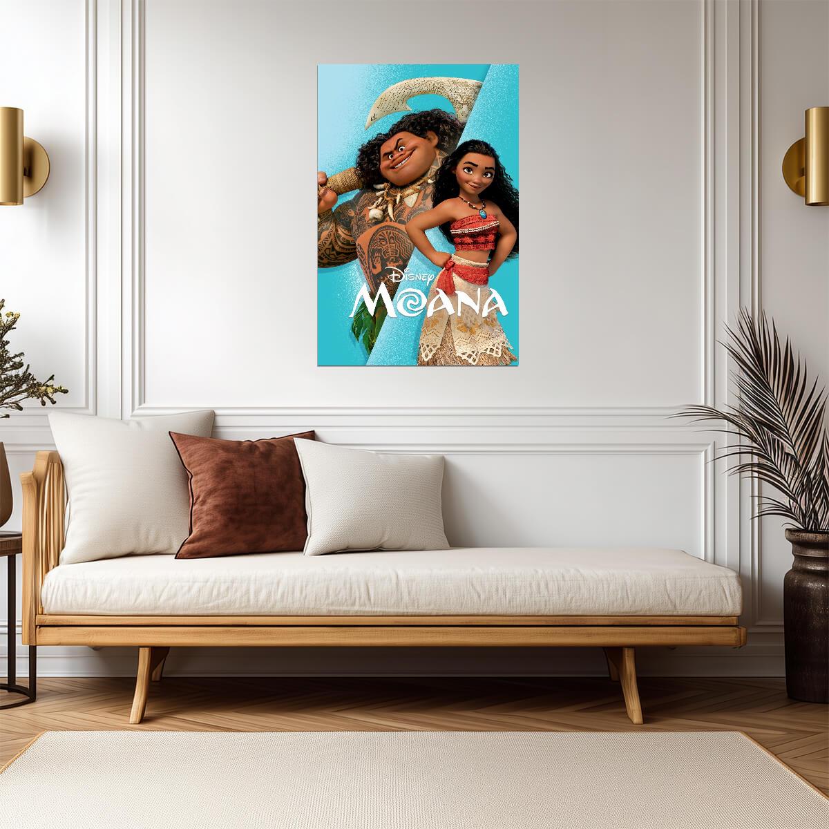 Moana 2016 Movie Poster | Moana and Maui on Turquoise - Movies & TV Poster