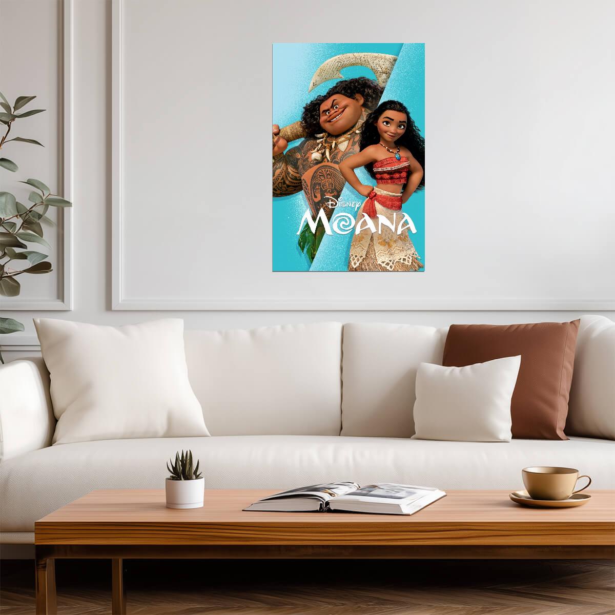 Moana 2016 Movie Poster | Moana and Maui on Turquoise - Movies & TV Poster