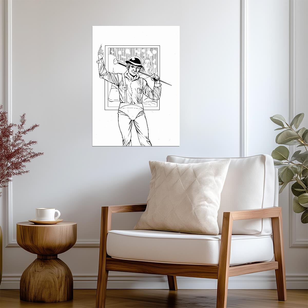 A Clockwork Orange Poster | Alex and the Writer Black and White Drawing - Movies & TV Poster