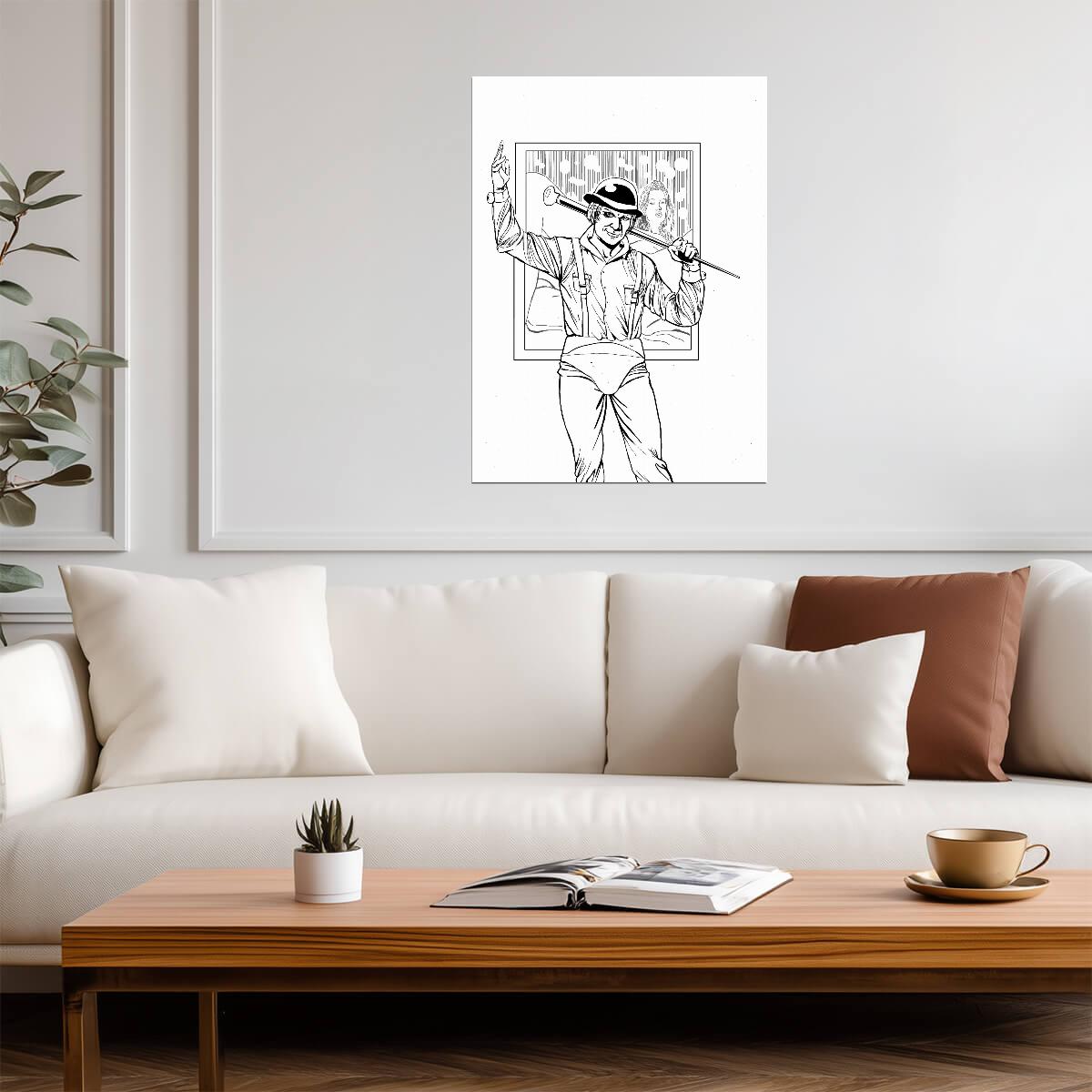 A Clockwork Orange Poster | Alex and the Writer Black and White Drawing - Movies & TV Poster