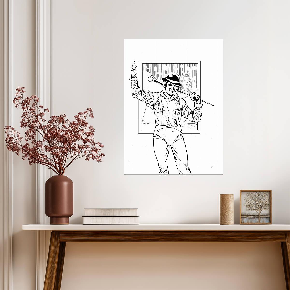 A Clockwork Orange Poster | Alex and the Writer Black and White Drawing - Movies & TV Poster
