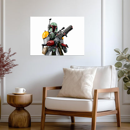 Boba Fett Toy Figure Poster | Blaster on White - Movies & TV Poster