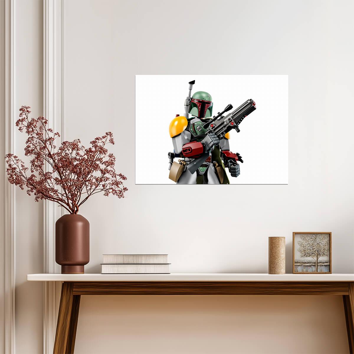 Boba Fett Toy Figure Poster | Blaster on White - Movies & TV Poster
