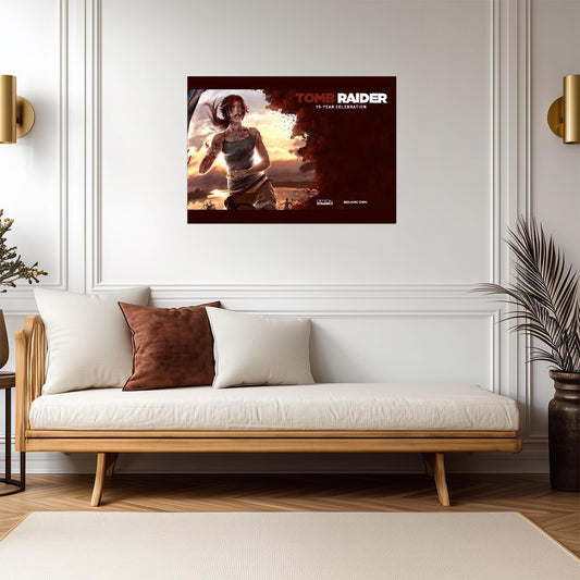 Tomb Raider Poster | Lara Croft with a Climbing Axe | 15 Year Celebration Artwork - Video Games Poster