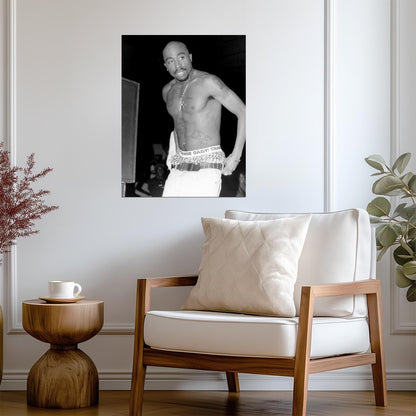 Tupac Shakur Shirtless Poster | Black and White Photo Print - Music Poster