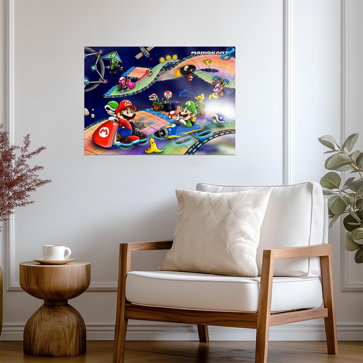 Mario Kart 8 Poster | Mario and Luigi on Rainbow Road - Video Games Poster