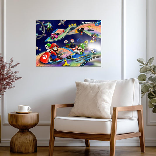 Mario Kart 8 Poster | Mario and Luigi on Rainbow Road - Video Games Poster