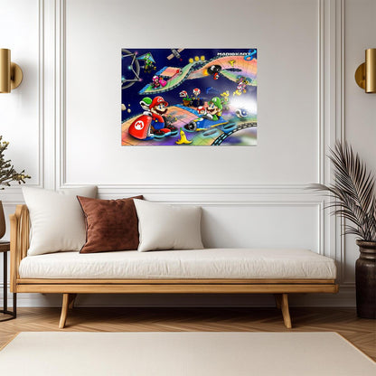 Mario Kart 8 Poster | Mario and Luigi on Rainbow Road - Video Games Poster