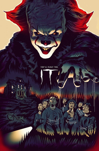 IT 2017 Movie Poster | Pennywise and the Losers Club Illustration - Movies & TV Poster