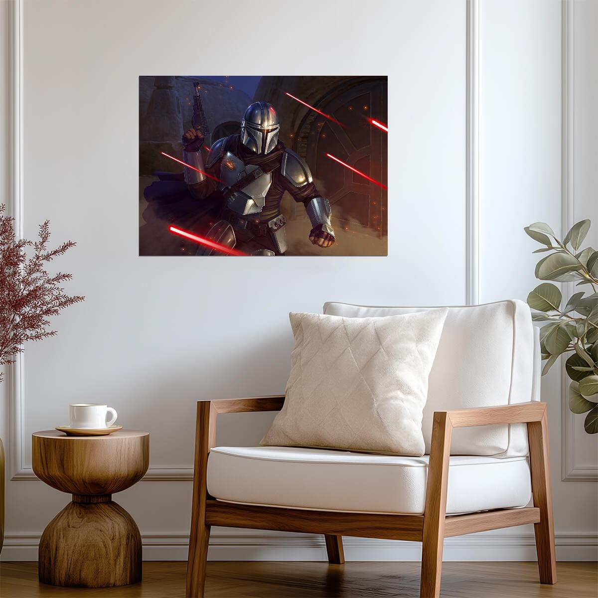 The Mandalorian TV Series Poster | Din Djarin under Blaster Fire - Movies & TV Poster