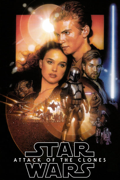 Star Wars Attack of the Clones Movie Poster | Padmé and Anakin with Clone Troopers - Movies & TV Poster