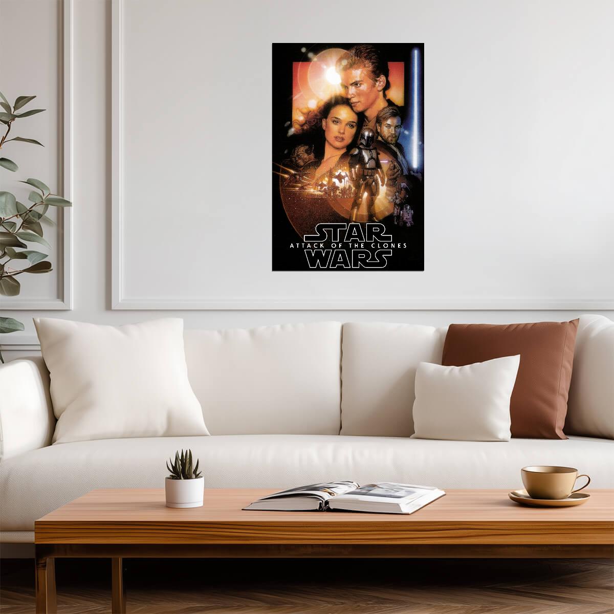 Star Wars Attack of the Clones Movie Poster | Padmé and Anakin with Clone Troopers - Movies & TV Poster