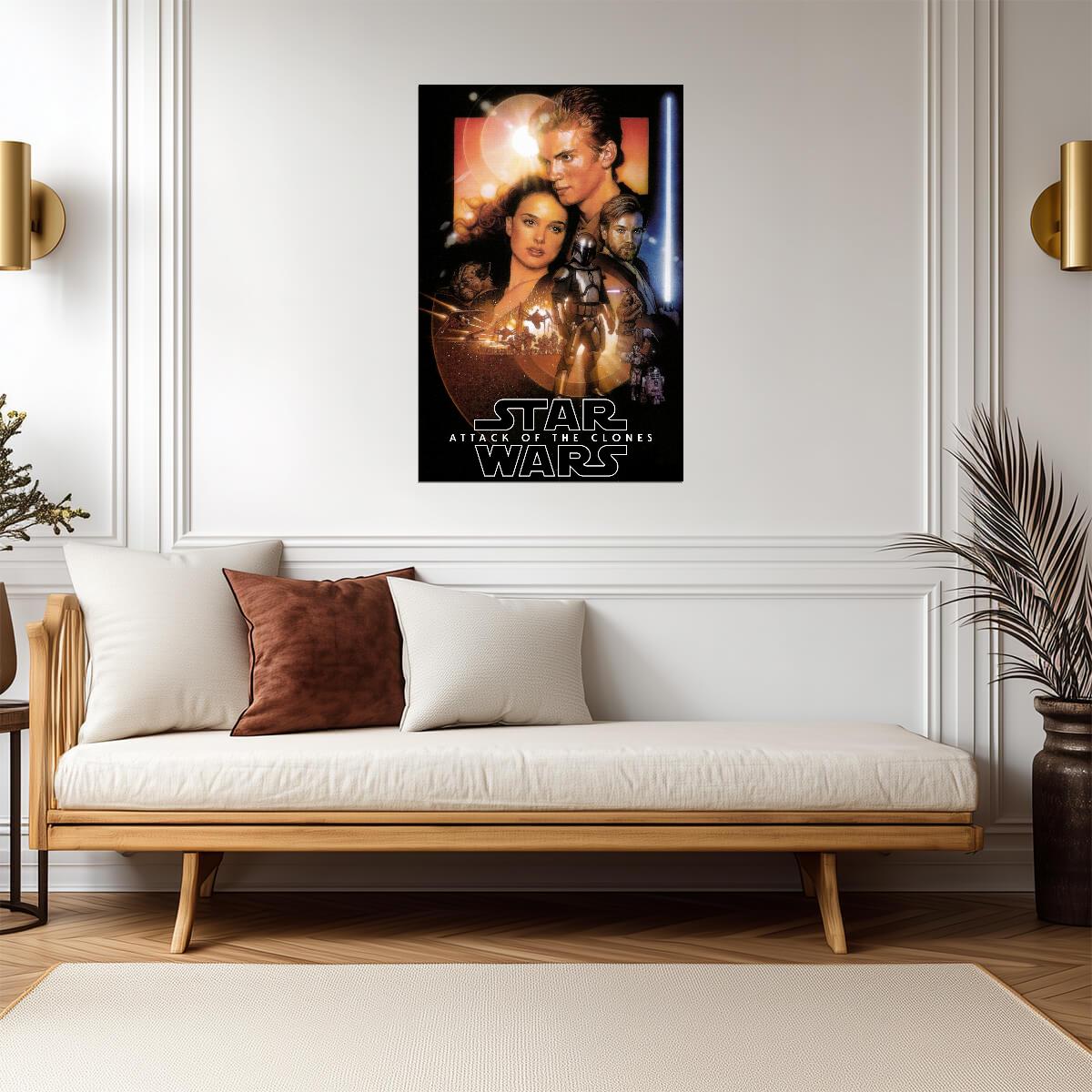 Star Wars Attack of the Clones Movie Poster | Padmé and Anakin with Clone Troopers - Movies & TV Poster