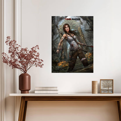 Tomb Raider Poster | Lara Croft with a Bow Among Forest Ruins - Video Games Poster