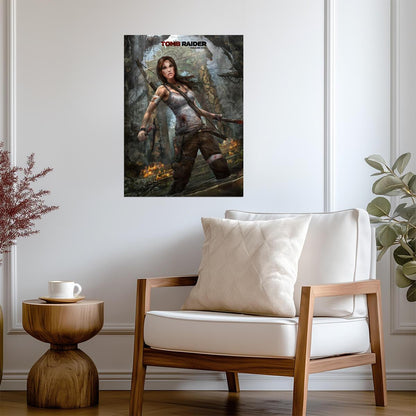 Tomb Raider Poster | Lara Croft with a Bow Among Forest Ruins - Video Games Poster