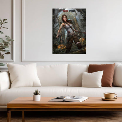 Tomb Raider Poster | Lara Croft with a Bow Among Forest Ruins - Video Games Poster