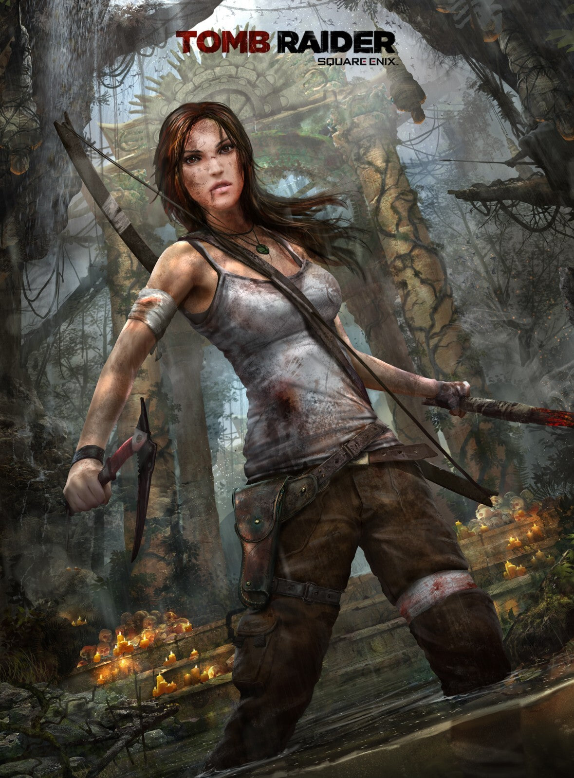 Tomb Raider Poster | Lara Croft with a Bow Among Forest Ruins - Video Games Poster