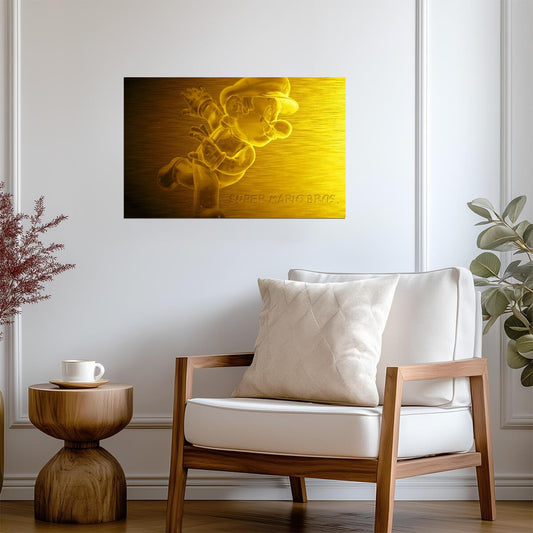 Super Mario Poster | Mario in Gold Relief - Video Games Poster